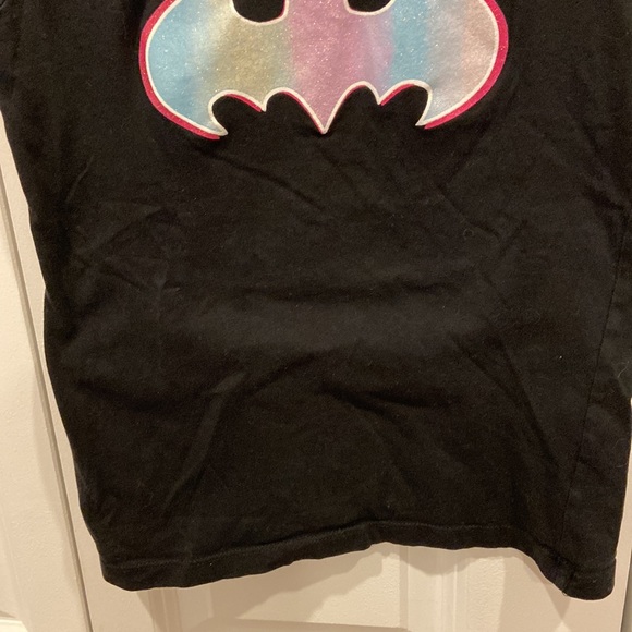 DC Comics Batman Black Tee with Sparkly Pink & Blue Logo - Picture 3 of 6